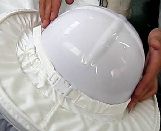 防護服ヘルメット適正着用